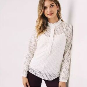 FatFace Lara Lace Ivory Popover Blouse - Size 10 - New Condition